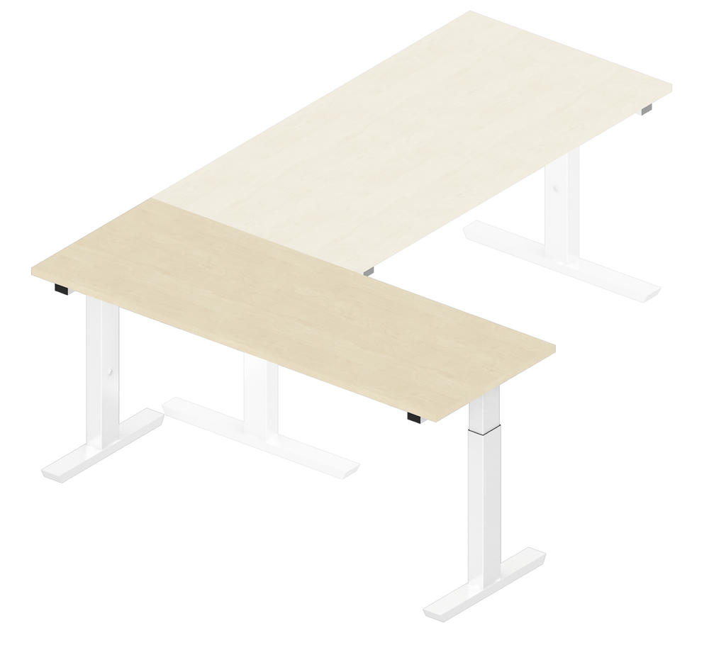 Anbautisch 1600 T-Fuß PROFI MODUL | Ahorndekor | Weiß RAL 9016