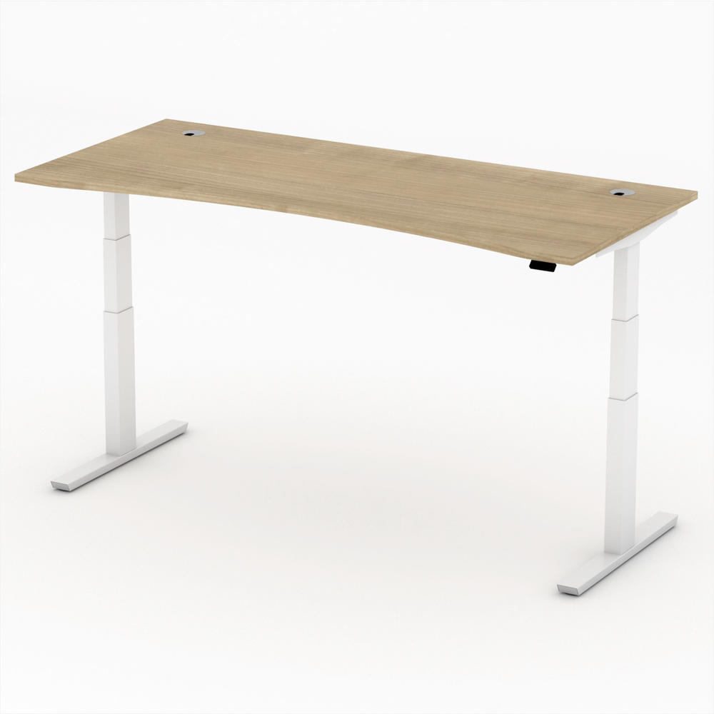 Sitz-/ Stehschreibtisch Cockpit PROFI MODUL | Nussdekor | 1800 | Weiß