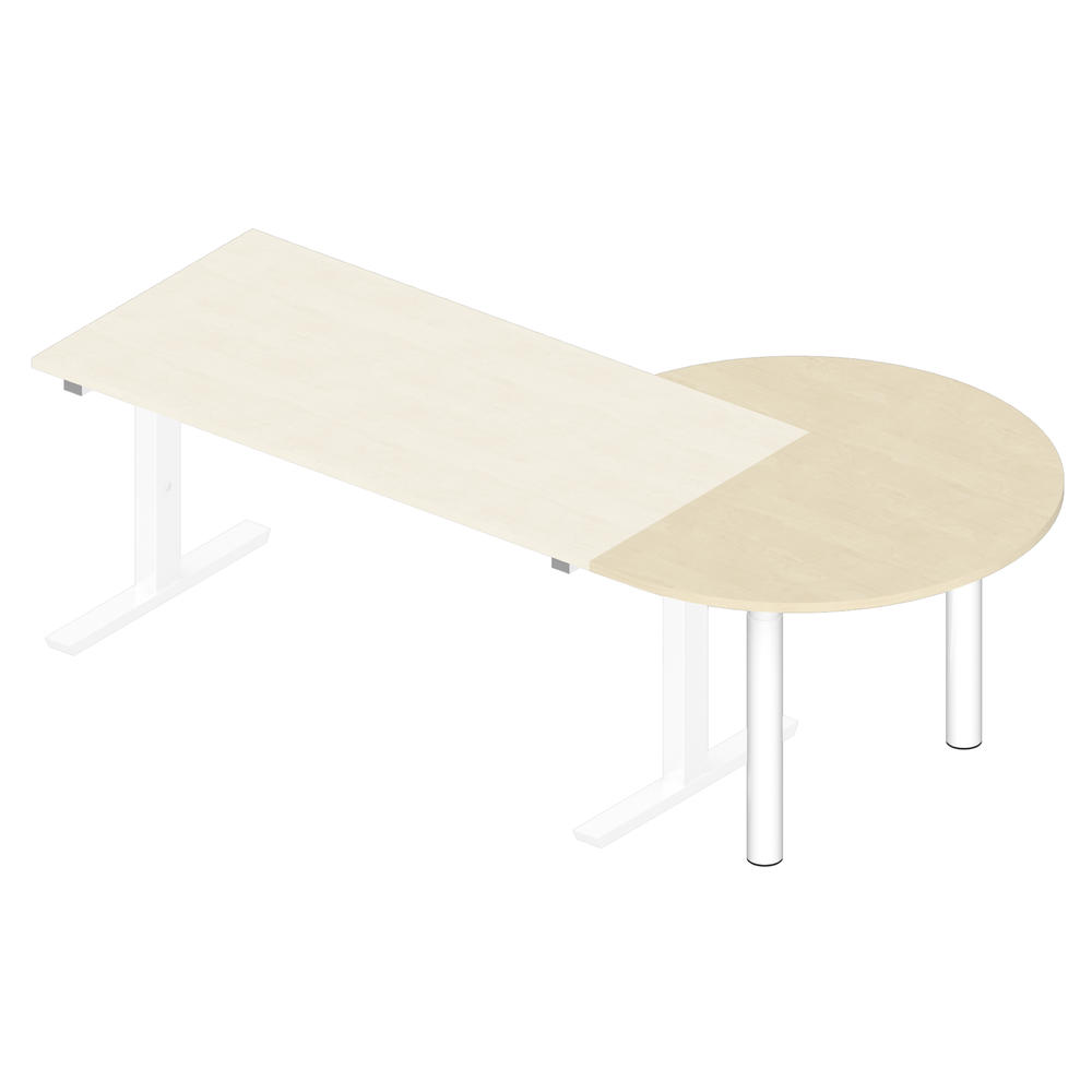 Anbauplatte 3/4 Kreis PROFI MODUL | Ahorndekor | Weiß RAL 9016