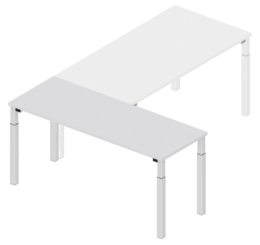 Anbautisch 1600 4-Fuß PROFI MODUL | Lichtgrau | Alusilber RAL 9006