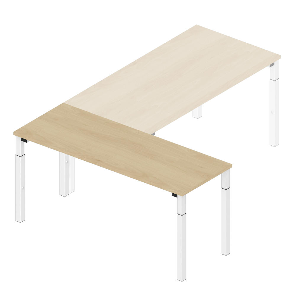 Anbautisch 1600 4-Fuß PROFI MODUL | Buchedekor | Weiß RAL 9016