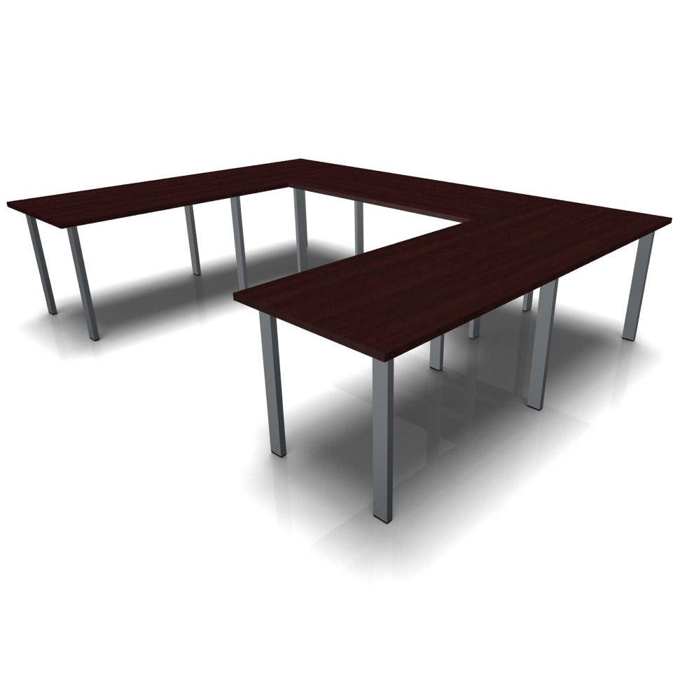 Konferenztisch DELTA-ORBIS | Wenge | 3200 | U-Form eckig, 12 Sitzplätze | Dunkelgrau RAL 7012