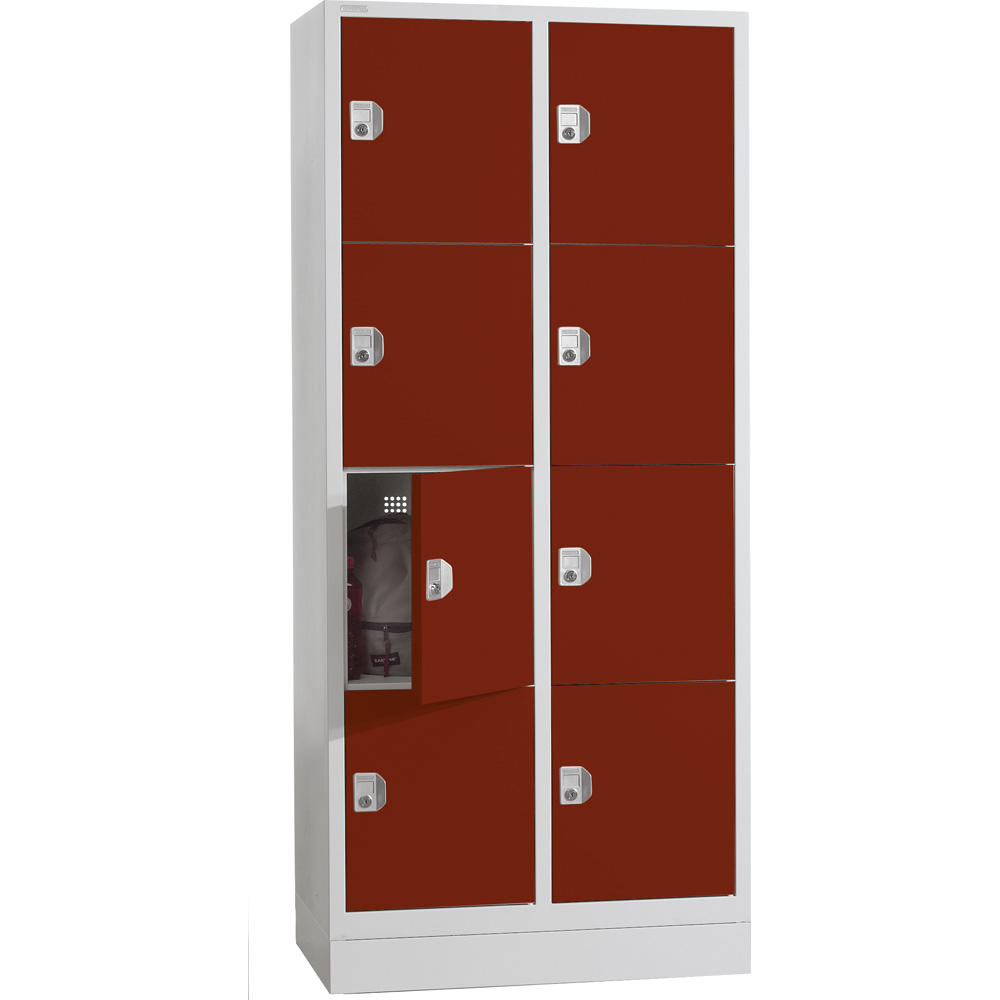 Schließfach-Stahlschrank SP PROFI mit Sockel | Rubinrot RAL 3003 | mit Sockel | Zylinderschloss