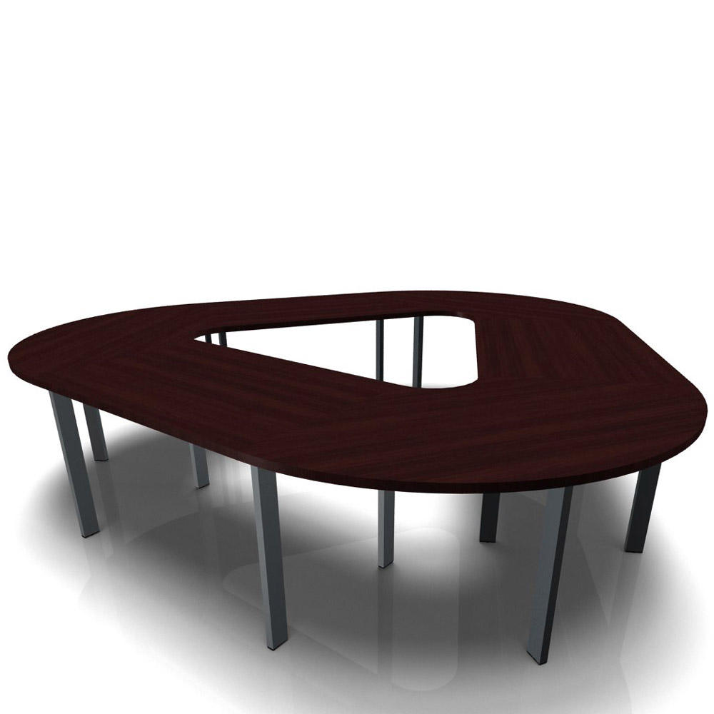 Konferenztisch DELTA-ORBIS | Wenge | 3285 | Dreieckig, 12 Sitzplätze | Dunkelgrau RAL 7012