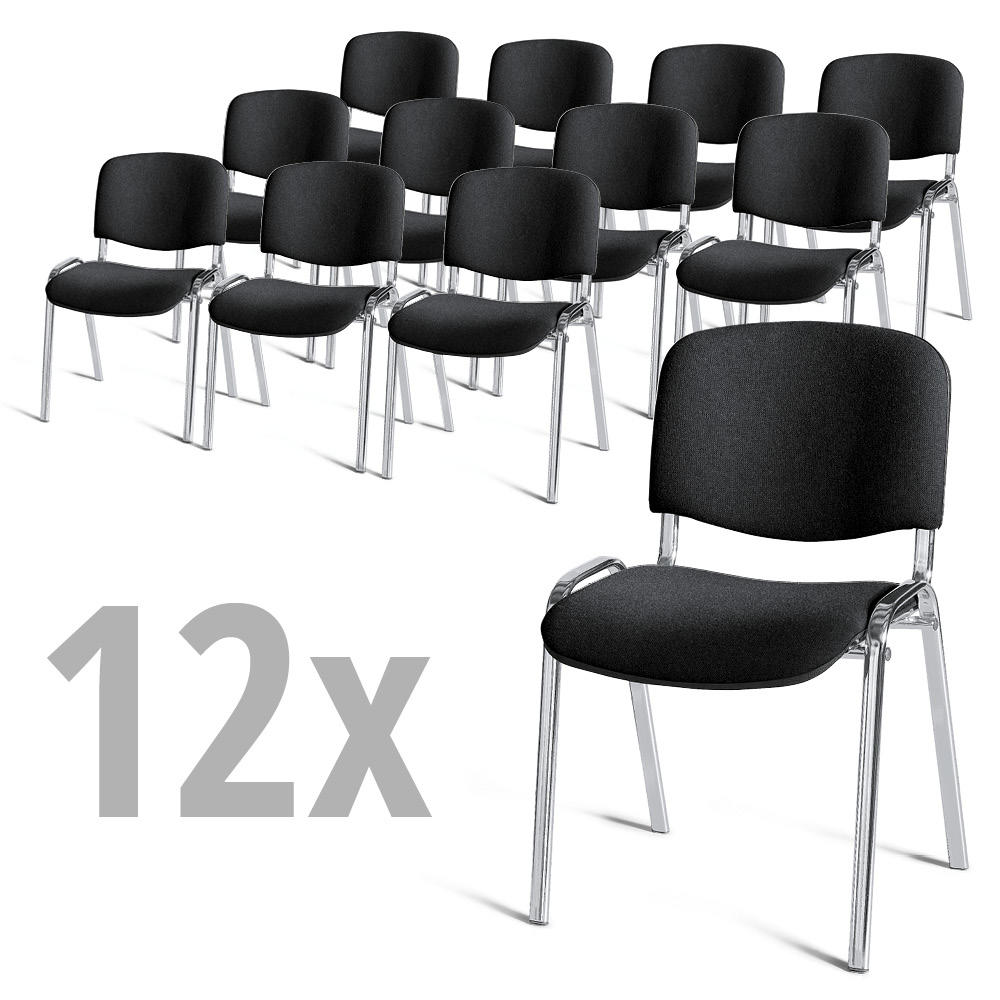 12er SET - Besucherstühle ISO | Schwarz | Verchromt