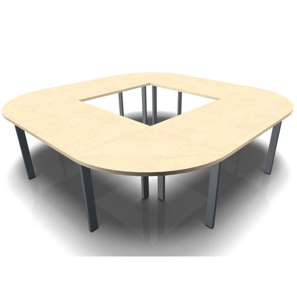 Konferenztisch DELTA-ORBIS | Ahorndekor | 3200 | Quadratisch, 12 Sitzplätze | Dunkelgrau RAL 7012