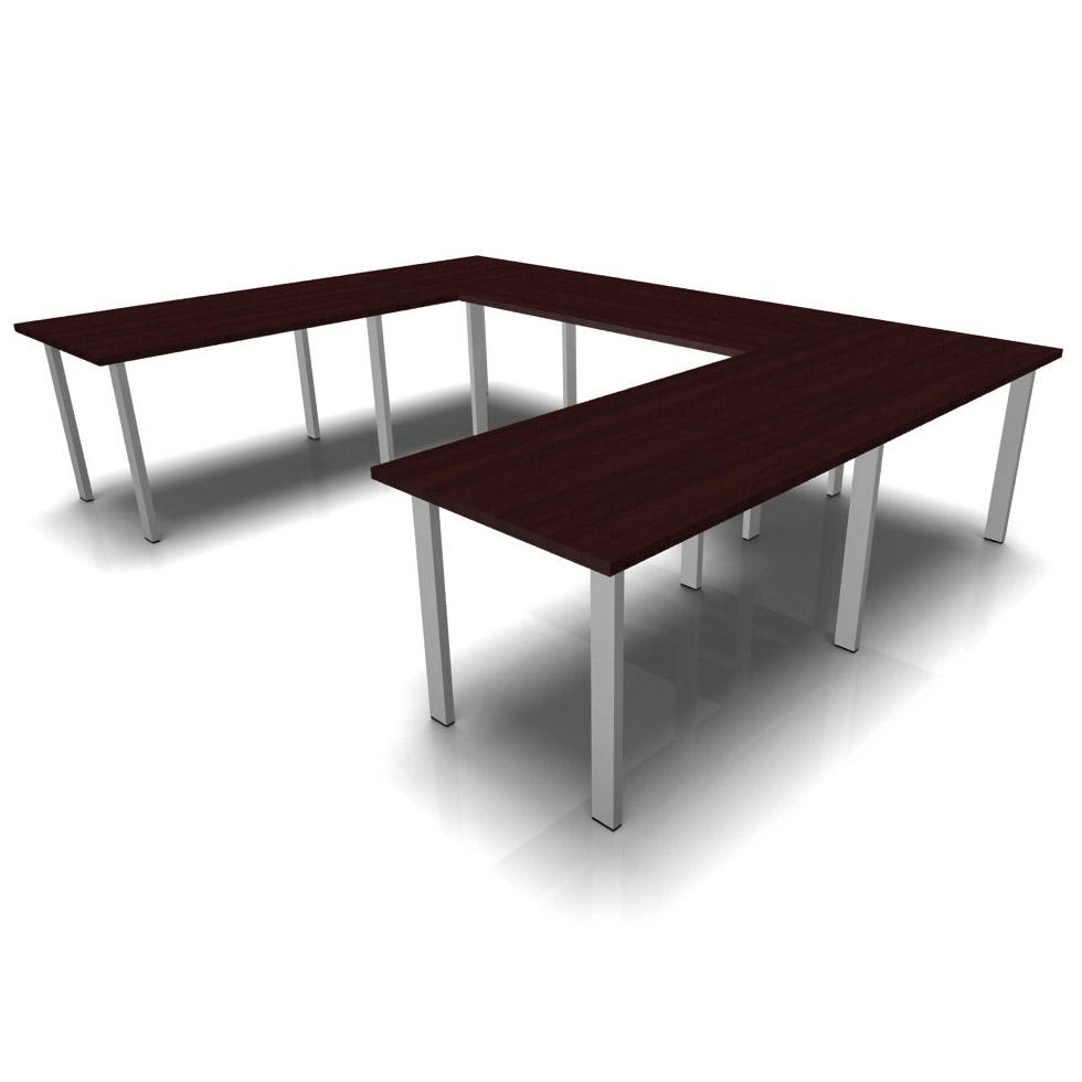 Konferenztisch DELTA-ORBIS | Wenge | 3200 | U-Form eckig, 12 Sitzplätze | Alusilber RAL 9006