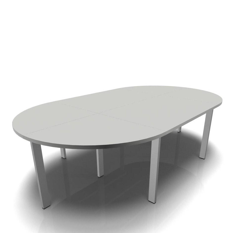 Konferenztisch DELTA-ORBIS | Lichtgrau | 3200 | Oval, 8 Sitzplätze | Alusilber RAL 9006