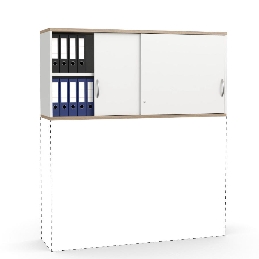 Schiebetüren-Aufsatzschrank PROFI Bicolour | Nuss/Weiß | 1600