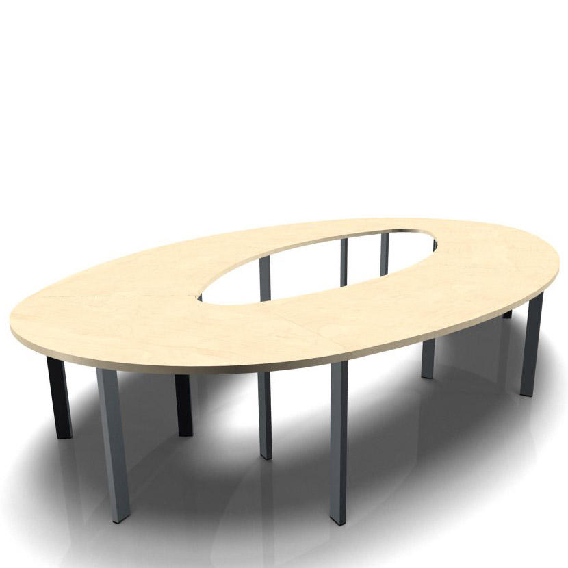 Konferenztisch DELTA-ORBIS | Ahorndekor | 4430 | Oval, 12 Sitzplätze | Dunkelgrau RAL 7012