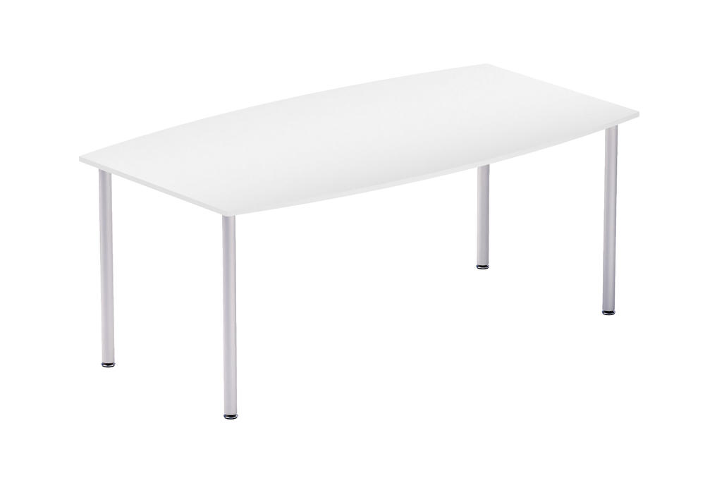 Konferenztisch MODUL, Bootsform | Weiß | 1800