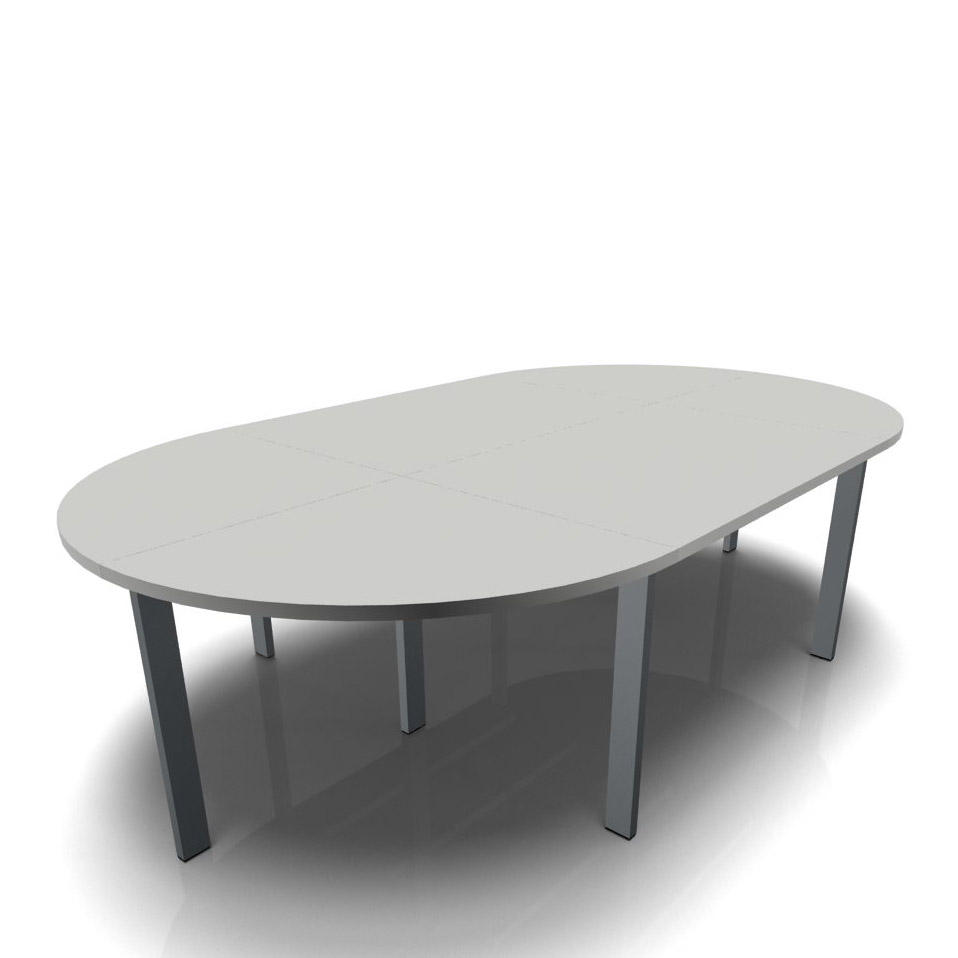 Konferenztisch DELTA-ORBIS | Lichtgrau | 3200 | Oval, 8 Sitzplätze | Dunkelgrau RAL 7012