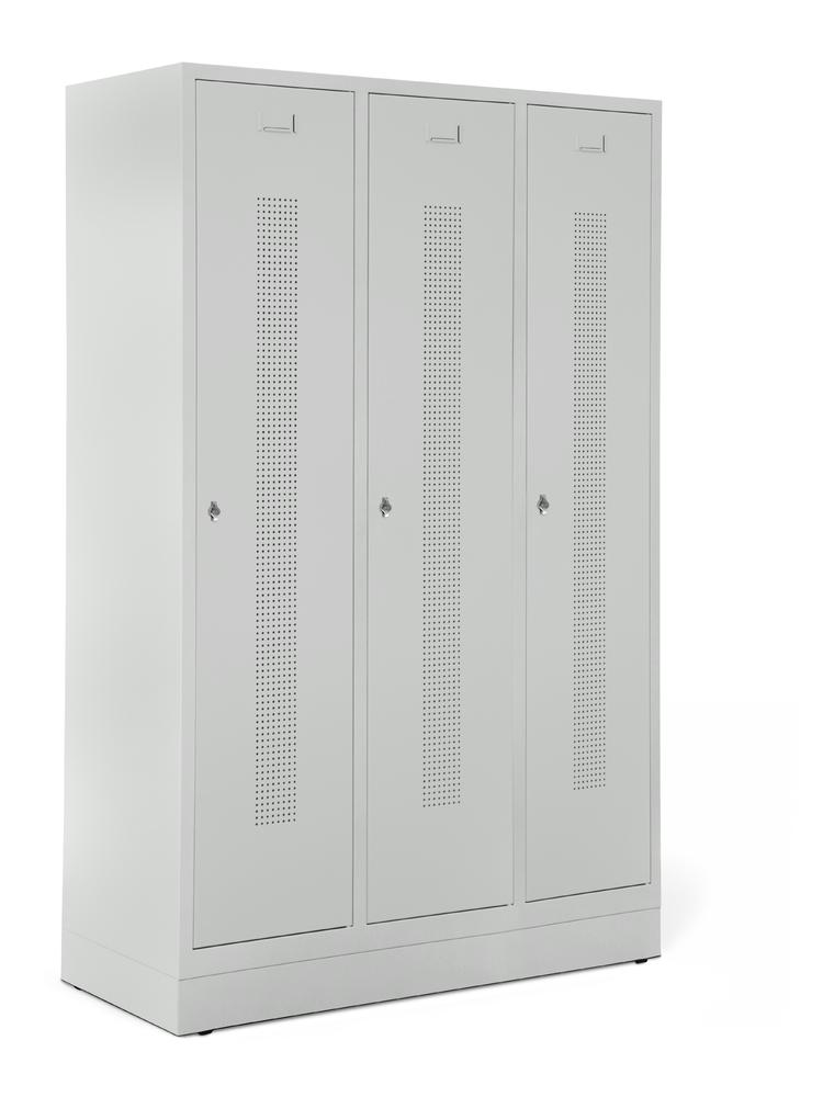 Garderobenspinde SYSTEM SP1 mit Sockel | Lichtgrau RAL 7035 | mit Sockel | 400 | Drehriegelverschluss