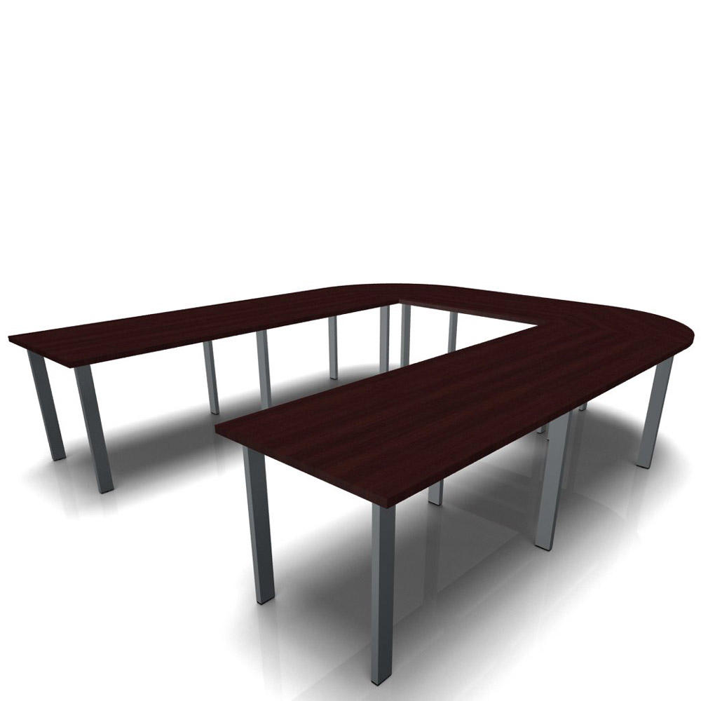 Konferenztisch DELTA-ORBIS | Wenge | 4000 | U-Form abgerundet, 12 Sitzplätze | Dunkelgrau RAL 7012