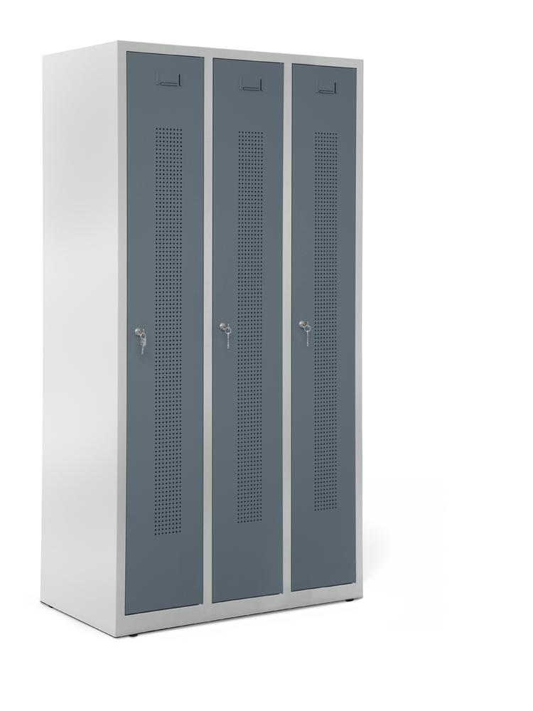 Garderobenspinde SYSTEM SP1 bodenstehend | Blaugrau RAL 7031 | Bodenstehend | 300 | Zylinderschloss