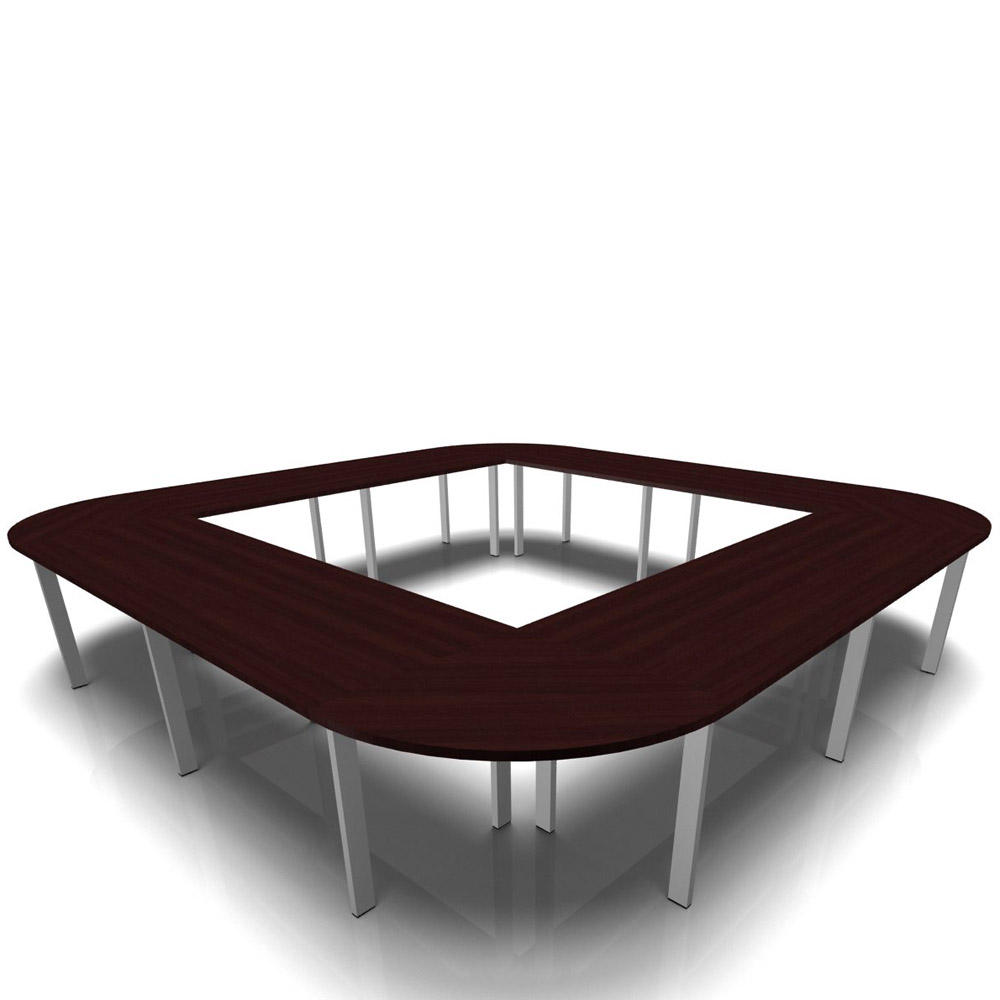 Konferenztisch DELTA-ORBIS | Wenge | 4800 | Quadratisch, 20 Sitzplätze | Alusilber RAL 9006