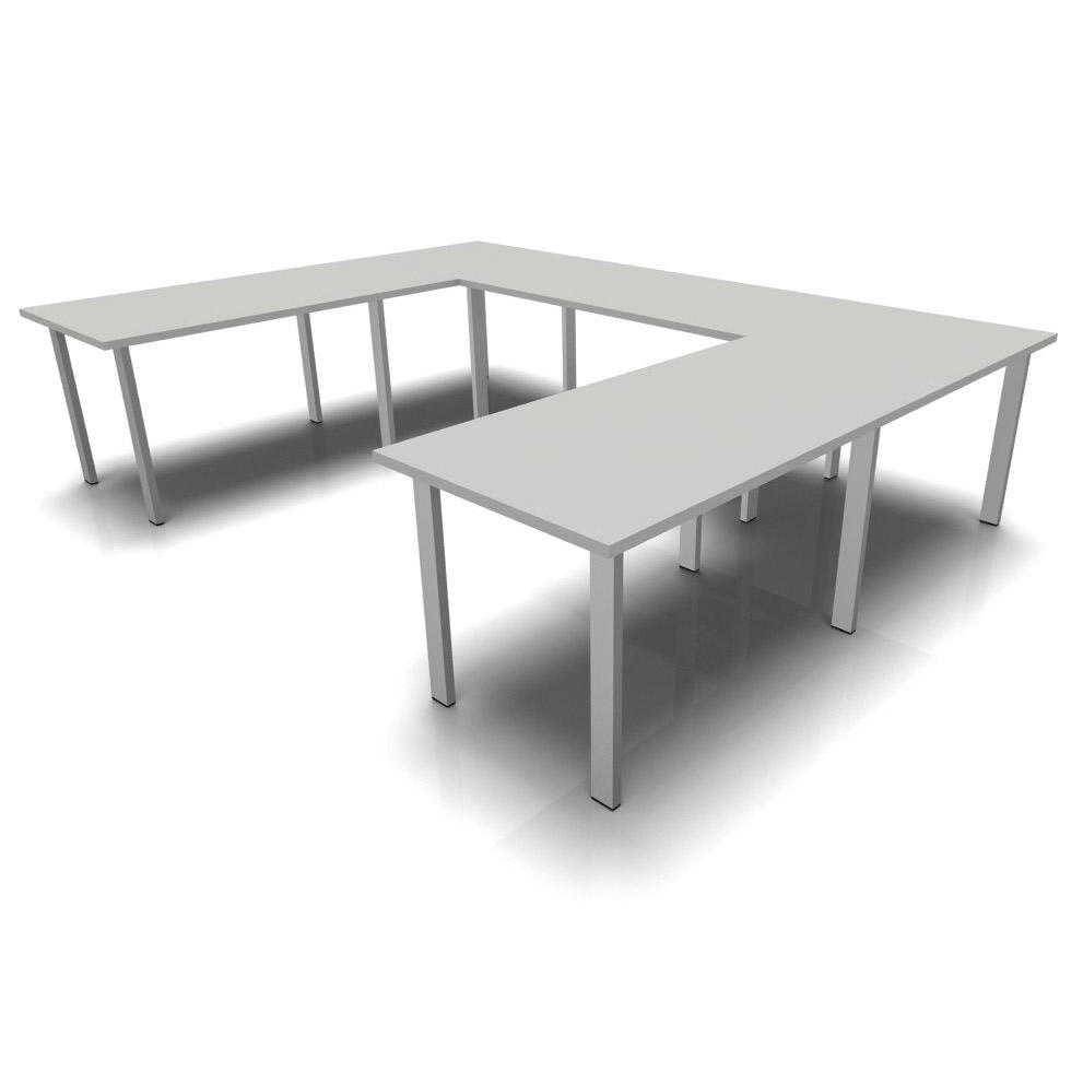 Konferenztisch DELTA-ORBIS | Lichtgrau | 3200 | U-Form eckig, 12 Sitzplätze | Alusilber RAL 9006