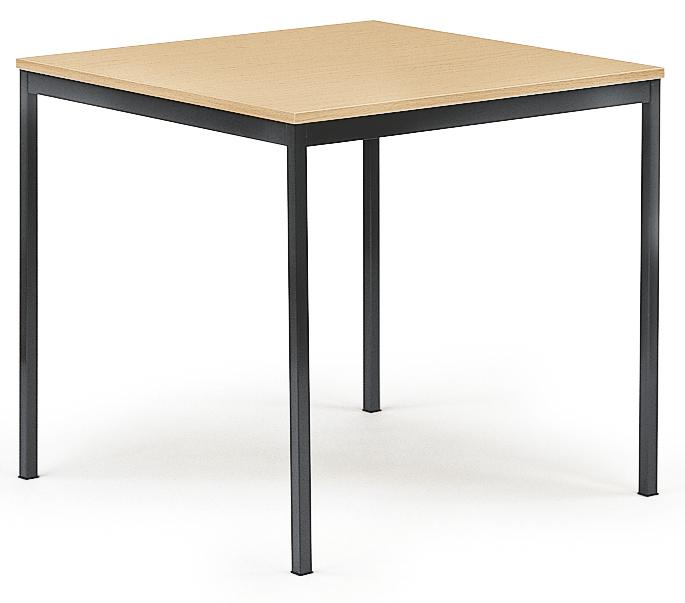 Konferenztisch BASE-MODUL | Buchedekor | 800 | 800 | Schwarzgrau RAL 7021 | Quadrat