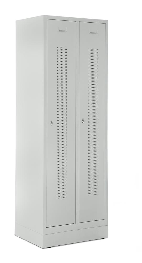 Garderobenspinde SYSTEM SP1 mit Sockel | Lichtgrau RAL 7035 | mit Sockel | 300 | Drehriegelverschluss