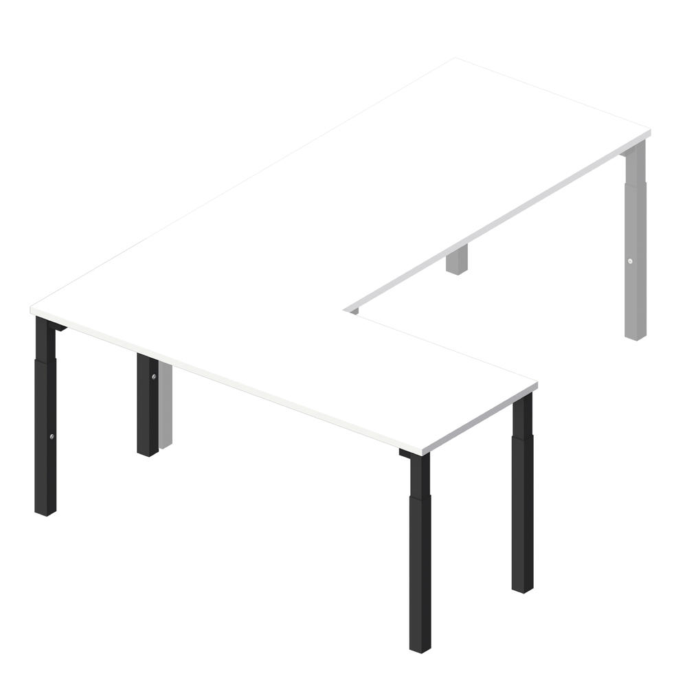 Anbautisch 1600 4-Fuß PROFI MODUL | Weiß | Tiefschwarz RAL 9005