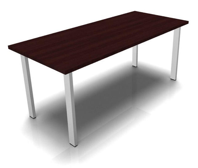 Konferenztisch DELTA-ORBIS | Wenge | 1600 | Rechteckig, 4 Sitzplätze | Alusilber RAL 9006