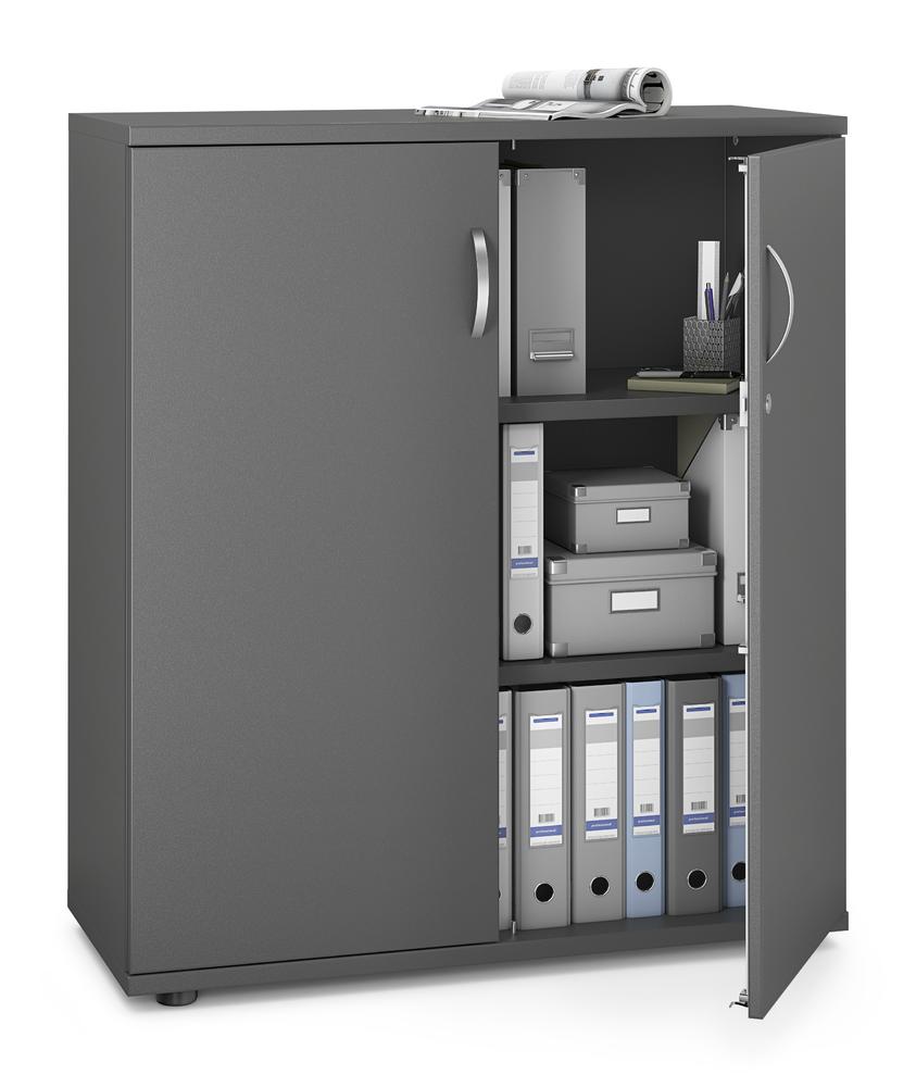 Flügeltürenschrank PROFI MODUL | Anthrazit | 1000 | Türanschlag Mitte | 1140 mm (3 OH)