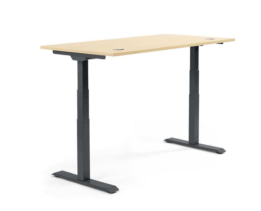 Höhenverstellbarer Schreibtisch FLEX MODUL | Ahorndekor | 1600 | Schwarz