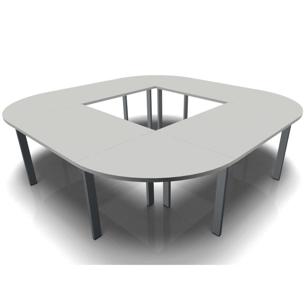 Konferenztisch DELTA-ORBIS | Lichtgrau | 3200 | Quadratisch, 12 Sitzplätze | Dunkelgrau RAL 7012