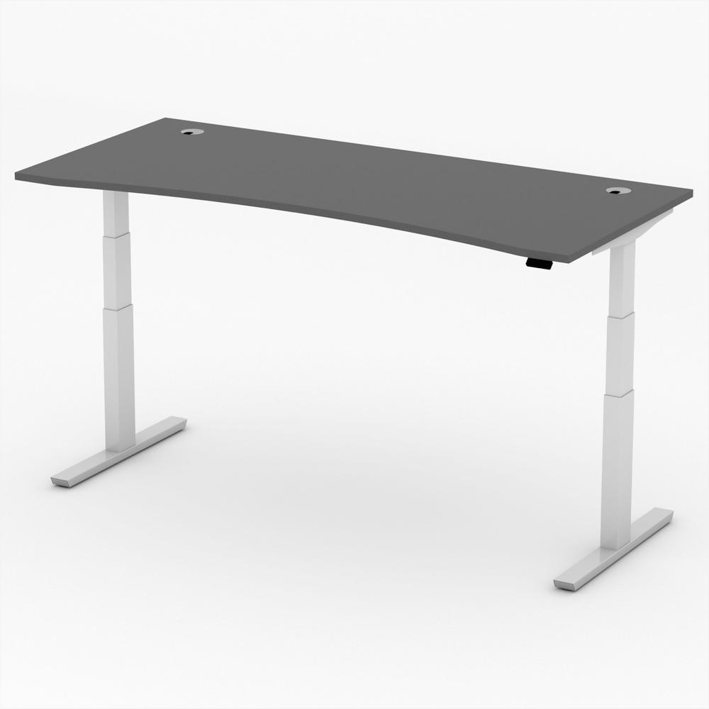 Sitz-/ Stehschreibtisch Cockpit PROFI MODUL | Anthrazit | 2000 | Alusilber