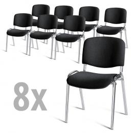 8er Set-Besucherstühle ISO Schwarz | Verchromt
