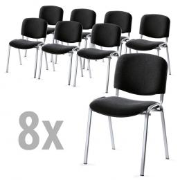 8er Set-Besucherstühle ISO Schwarz | Alusilber
