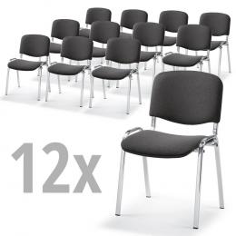 12 Besucherstühle ISO - Stoff Basic, 3 Gestellfarben 