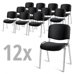 12er SET - Besucherstühle ISO Schwarz | Verchromt