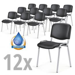Besucherstühle ISO 12 Stühle im SET Schwarz | Verchromt