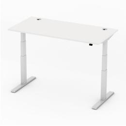 Höhenverstellbarer Schreibtisch PROFI MODUL Weiß | 1600 | Alusilber RAL 9006
