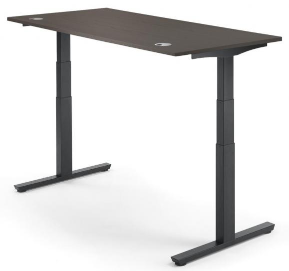 Höhenverstellbarer Schreibtisch PROFI MODUL Eiche dunkel | 1600 | Schwarz RAL 9005