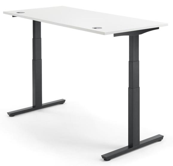 Höhenverstellbarer Schreibtisch PROFI MODUL Weiß | 1600 | Schwarz RAL 9005
