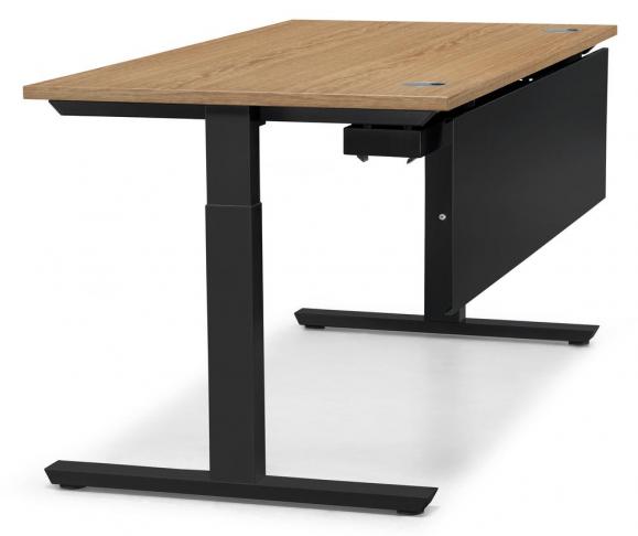 Schreibtisch T-Fuß PROFI MODUL Nussdekor | 1600 | Schwarz RAL 9005