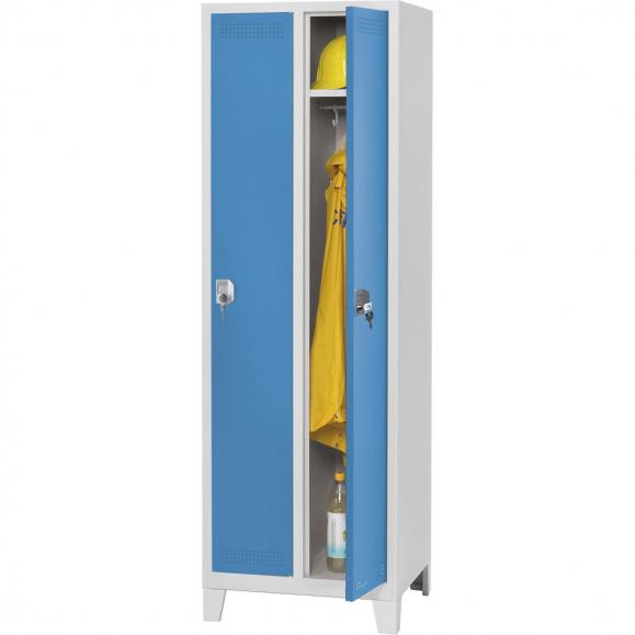 Garderoben-Stahlspind SP PROFI SYSTEM mit Füßen Lichtblau RAL 5012 | 300 | 2 | Zylinderschloss | mit Füßen
