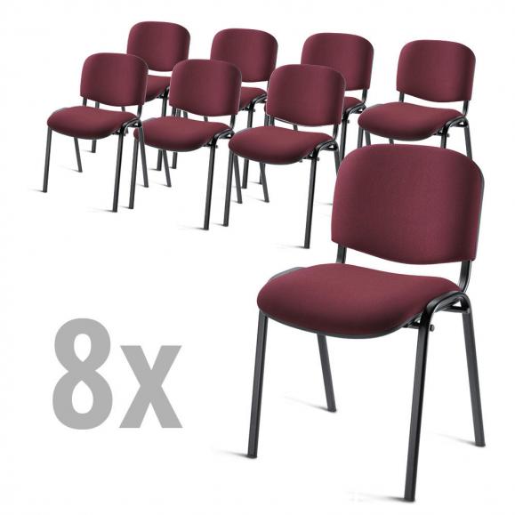 8er Set-Besucherstühle ISO Bordeaux | Schwarz