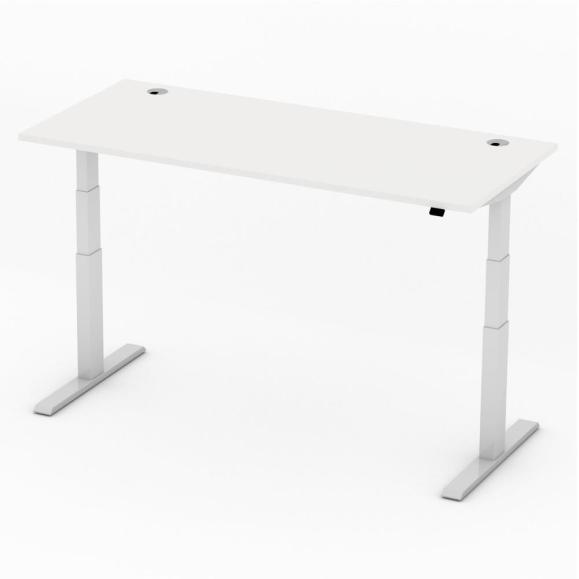 Höhenverstellbarer Schreibtisch PROFI MODUL Weiß | 1800 | Alusilber RAL 9006