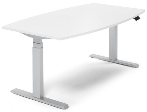 Sitz-/ Stehbesprechungstisch, höhenverstellbar Weiß | 2000 | Alusilber RAL 9006 | 640-1300