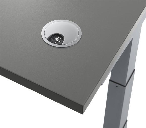 Höhenverstellbarer Schreibtisch PROFI MODUL Ahorndekor | 1600 | Schwarz RAL 9005